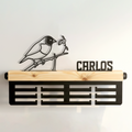Medaillenhalter Vogelzucht personalisiert aus Holz – Schwarz