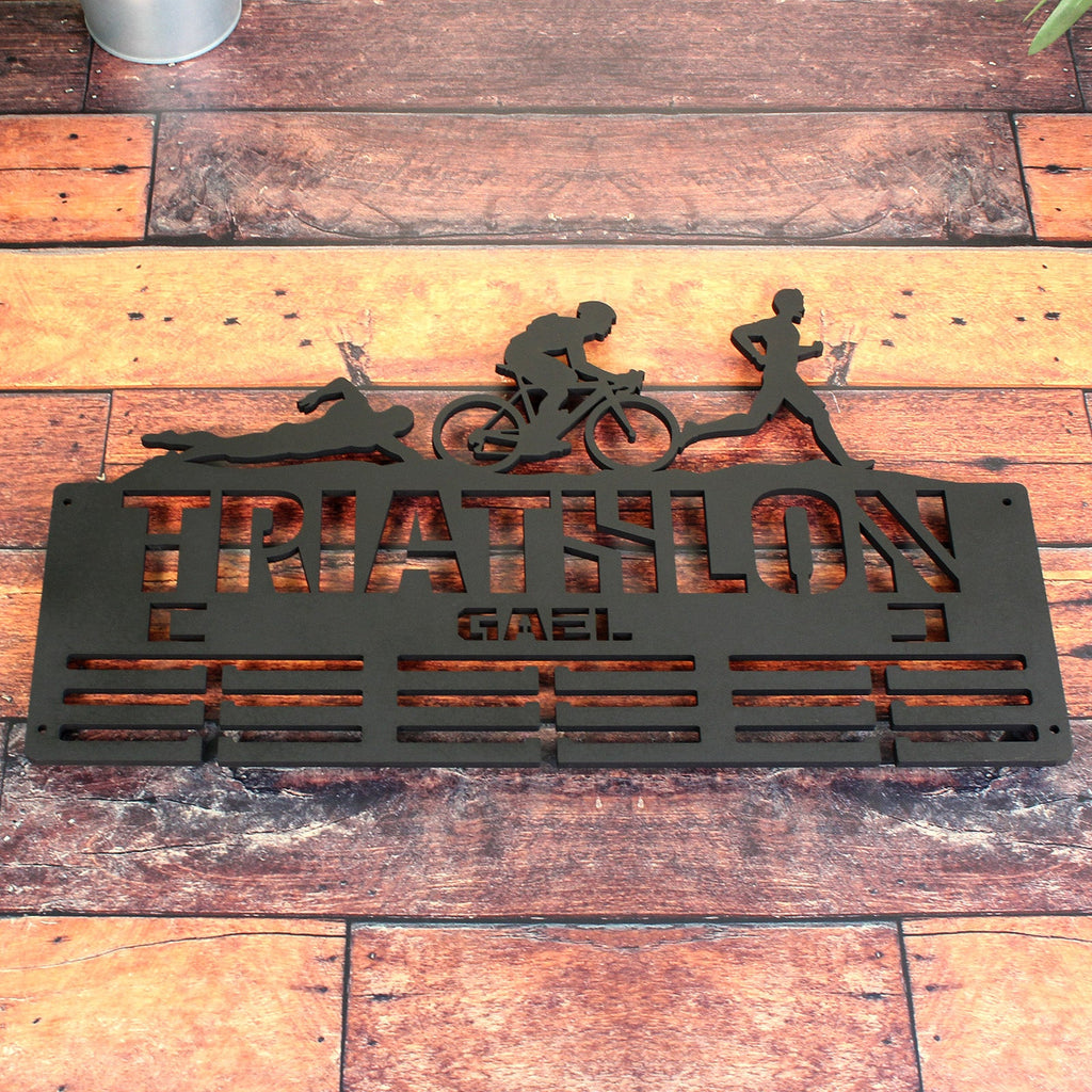 Personalisierter Medaillonhalter Triathlon mit Namen