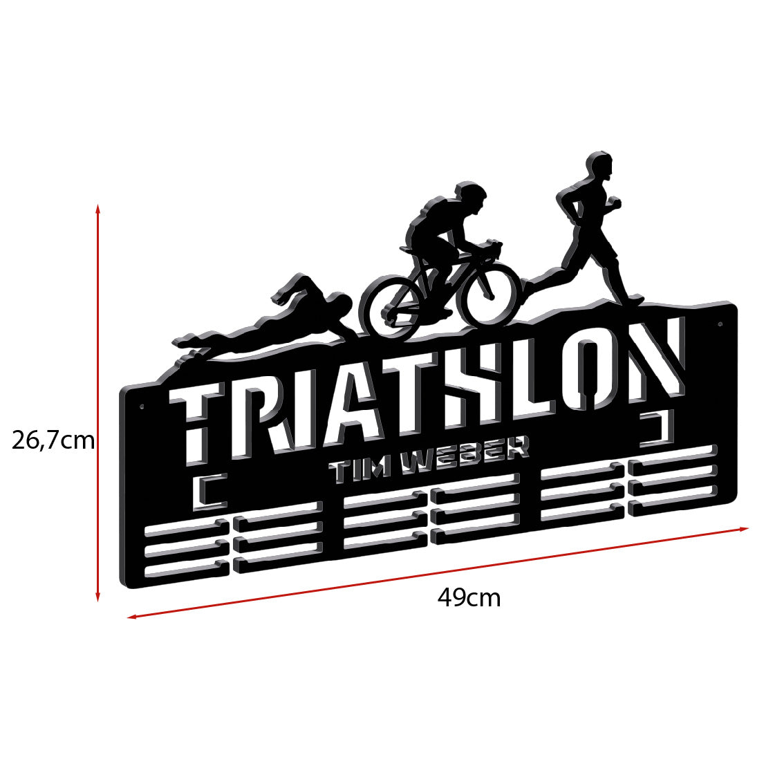 Personalisierter Medaillonhalter Triathlon mit Namen