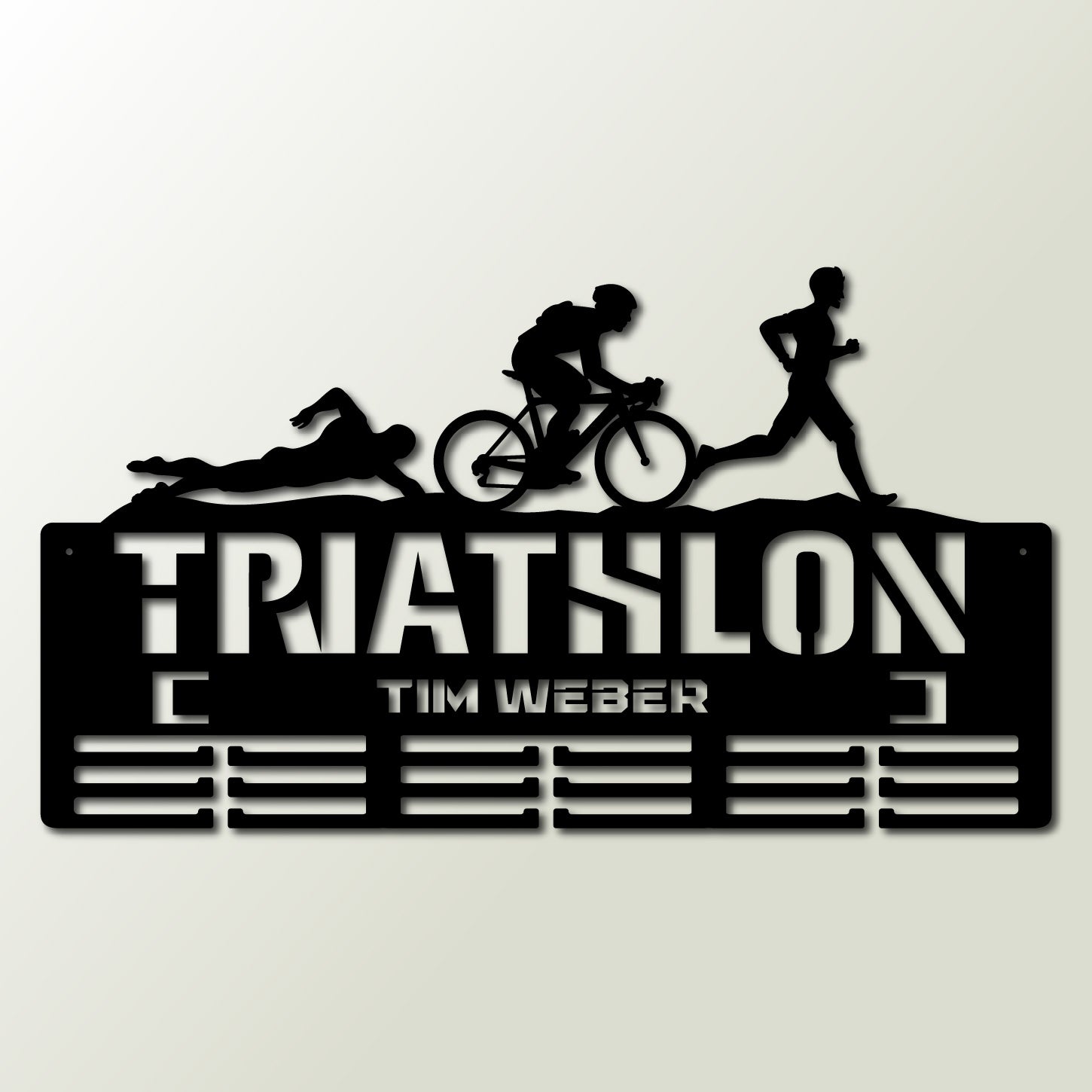 Personalisierter Medaillonhalter Triathlon mit Namen