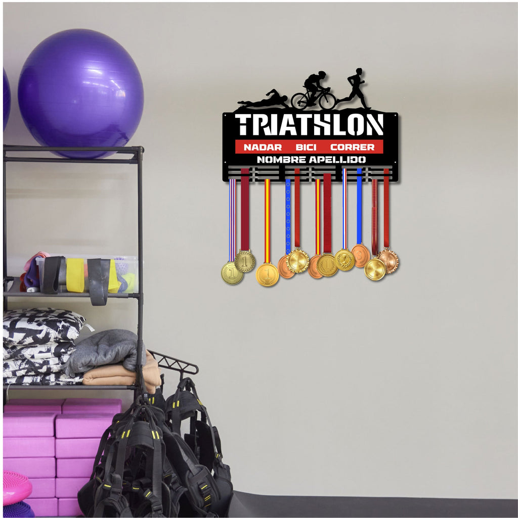 Personalisierter Medaillonhalter Triathlon mit Namen