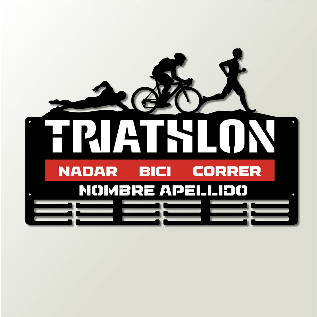 Personalisierter Medaillonhalter Triathlon mit Namen