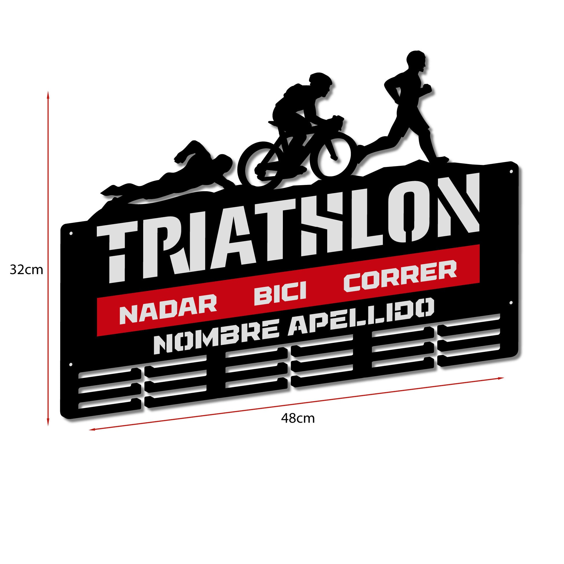Personalisierter Medaillonhalter Triathlon mit Namen