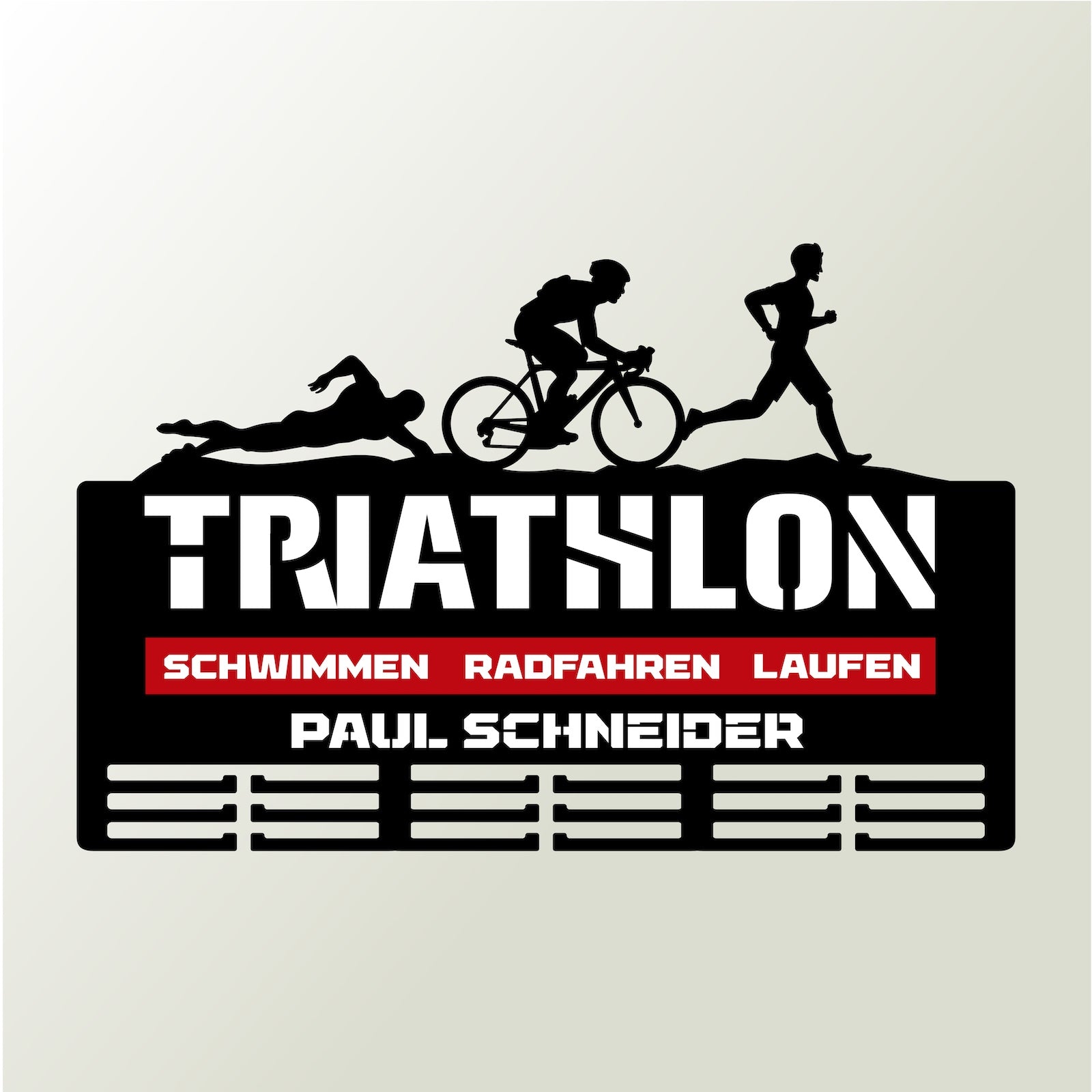 Personalisierter Medaillonhalter Triathlon mit Namen