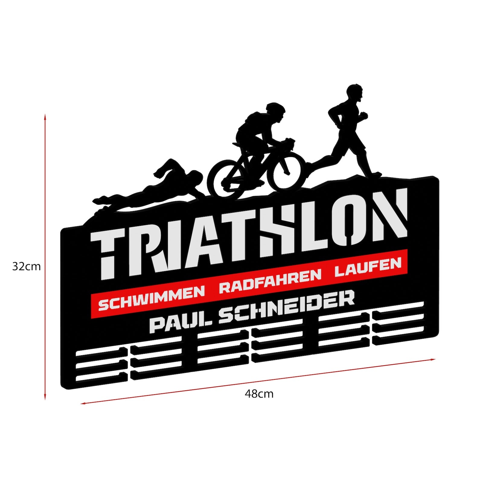 Personalisierter Medaillonhalter Triathlon mit Namen