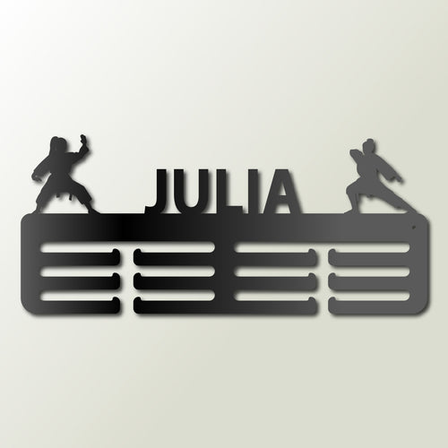 Medaillenhalter Judo personalisiert aus Holz – Schwarz