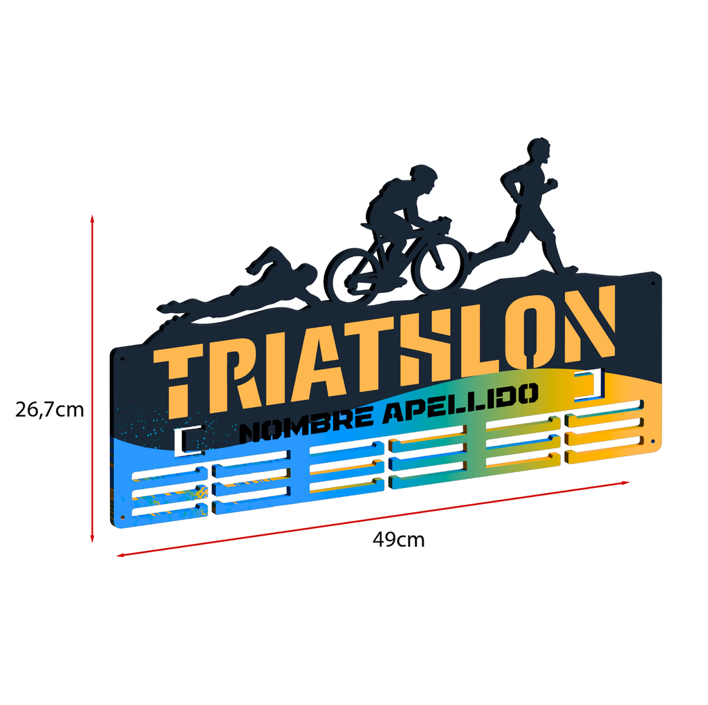 Personalisierter Medaillonhalter Triathlon mit Namen
