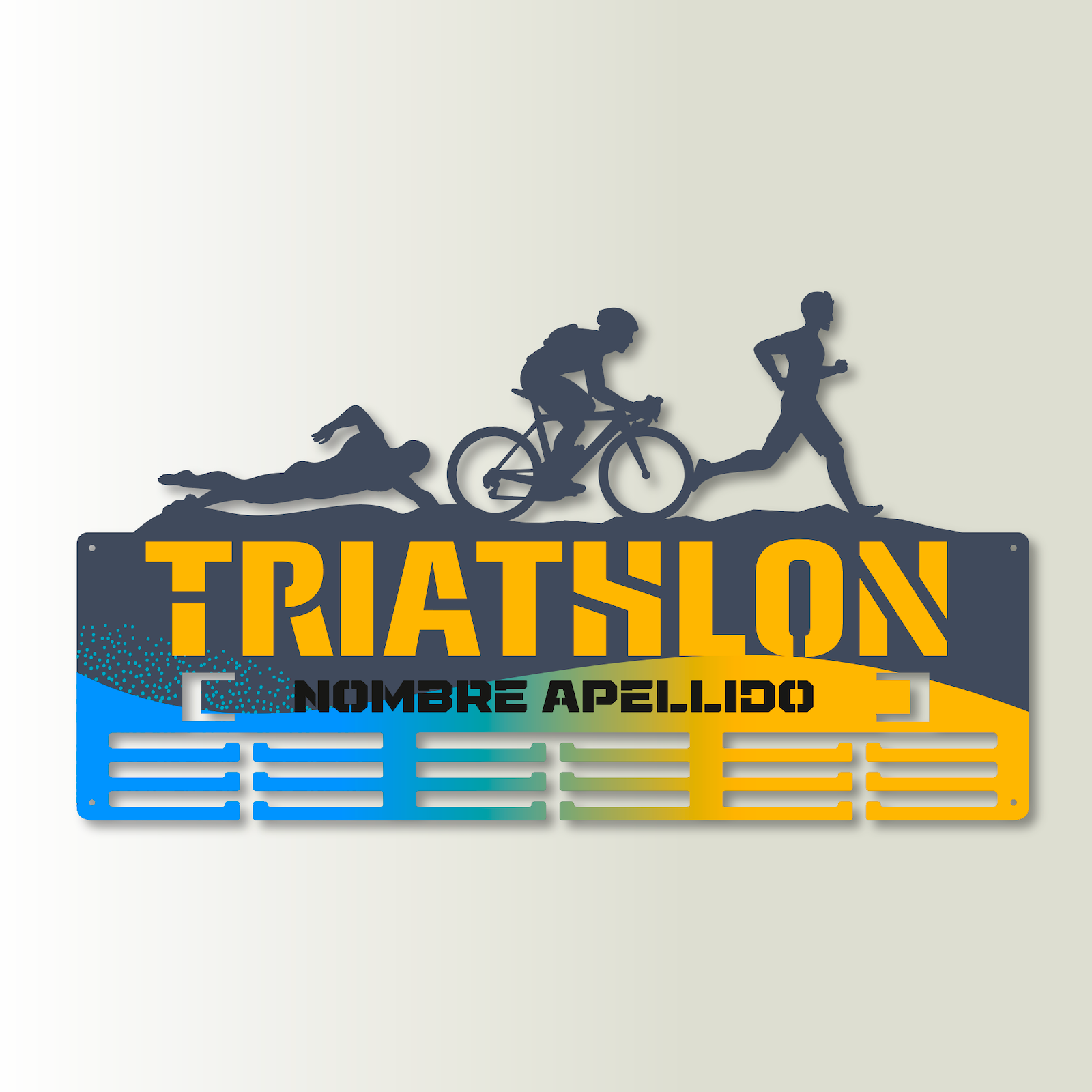 Personalisierter Medaillonhalter Triathlon mit Namen