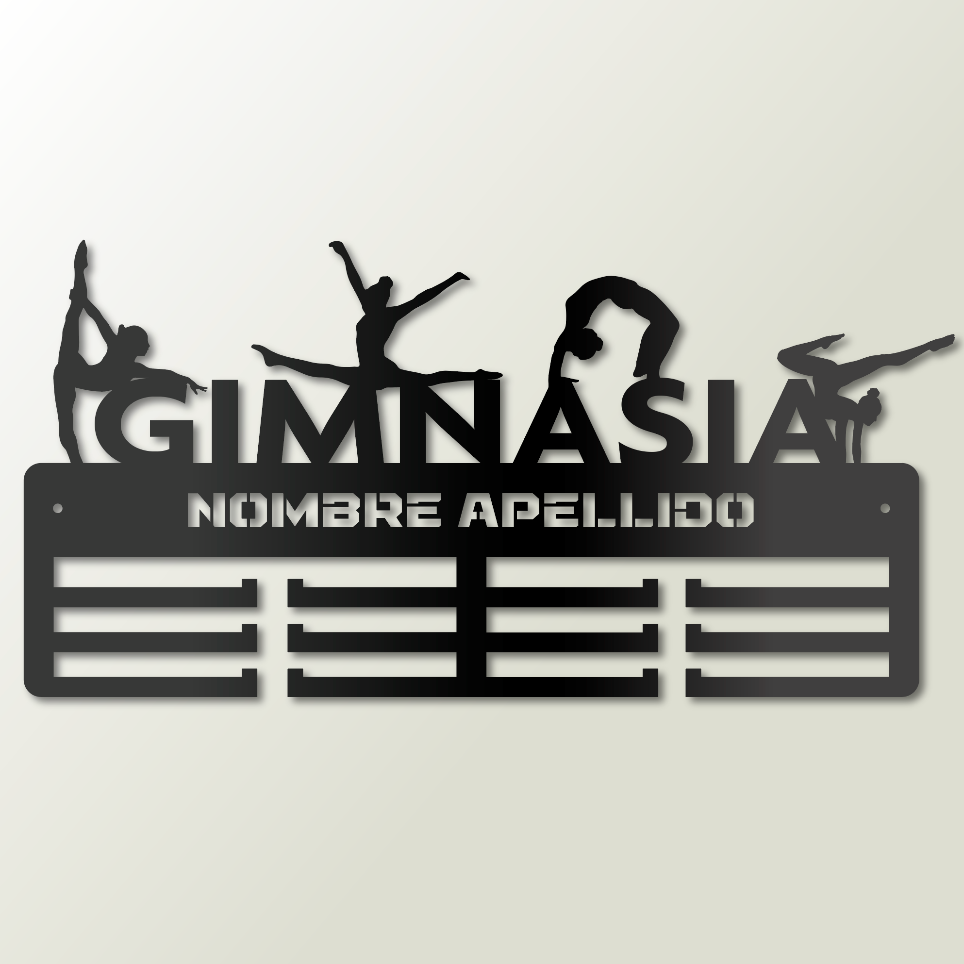 Medaillenhalter Rhythmische Sportgymnastik personalisiert aus Holz – Schwarz