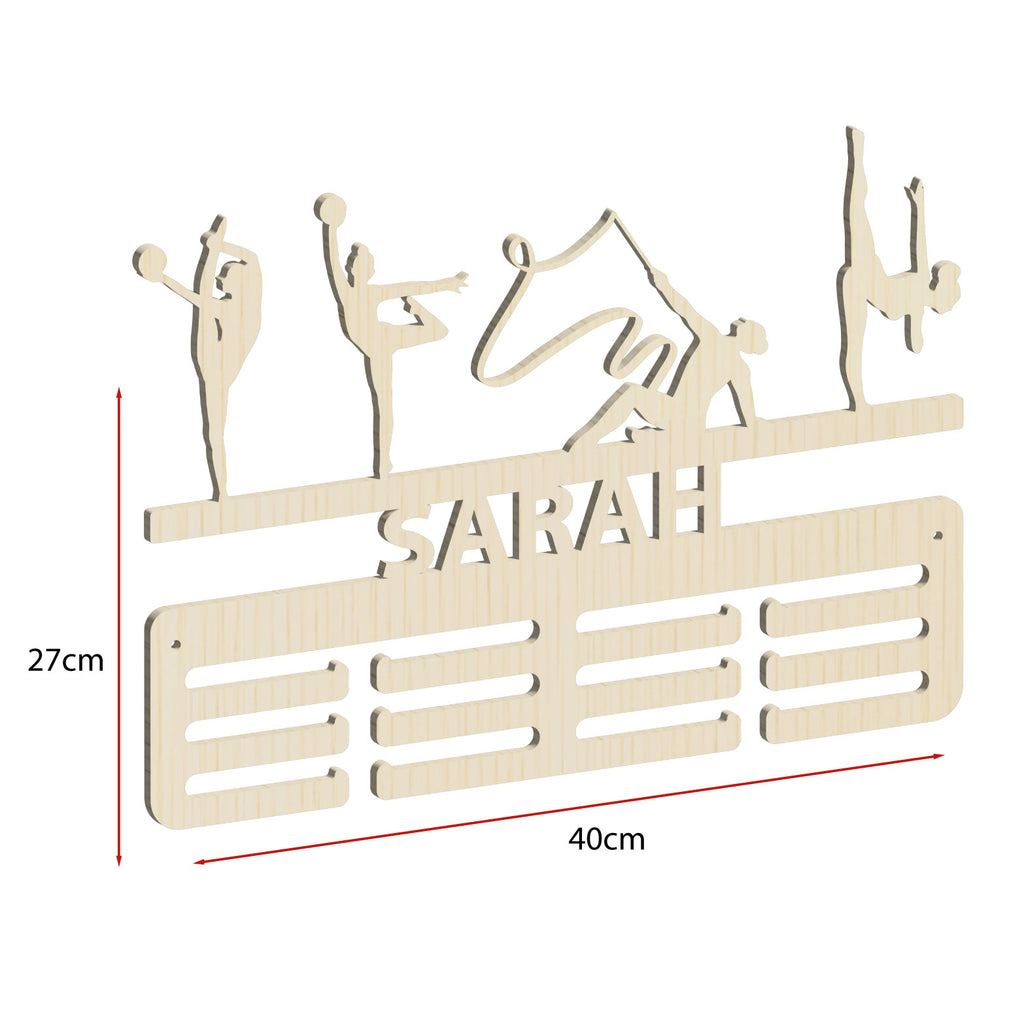 Personalisierter Medaillenhalter Rhythmische Sportgymnastik mit Namen, Modell „Brillante Technik“