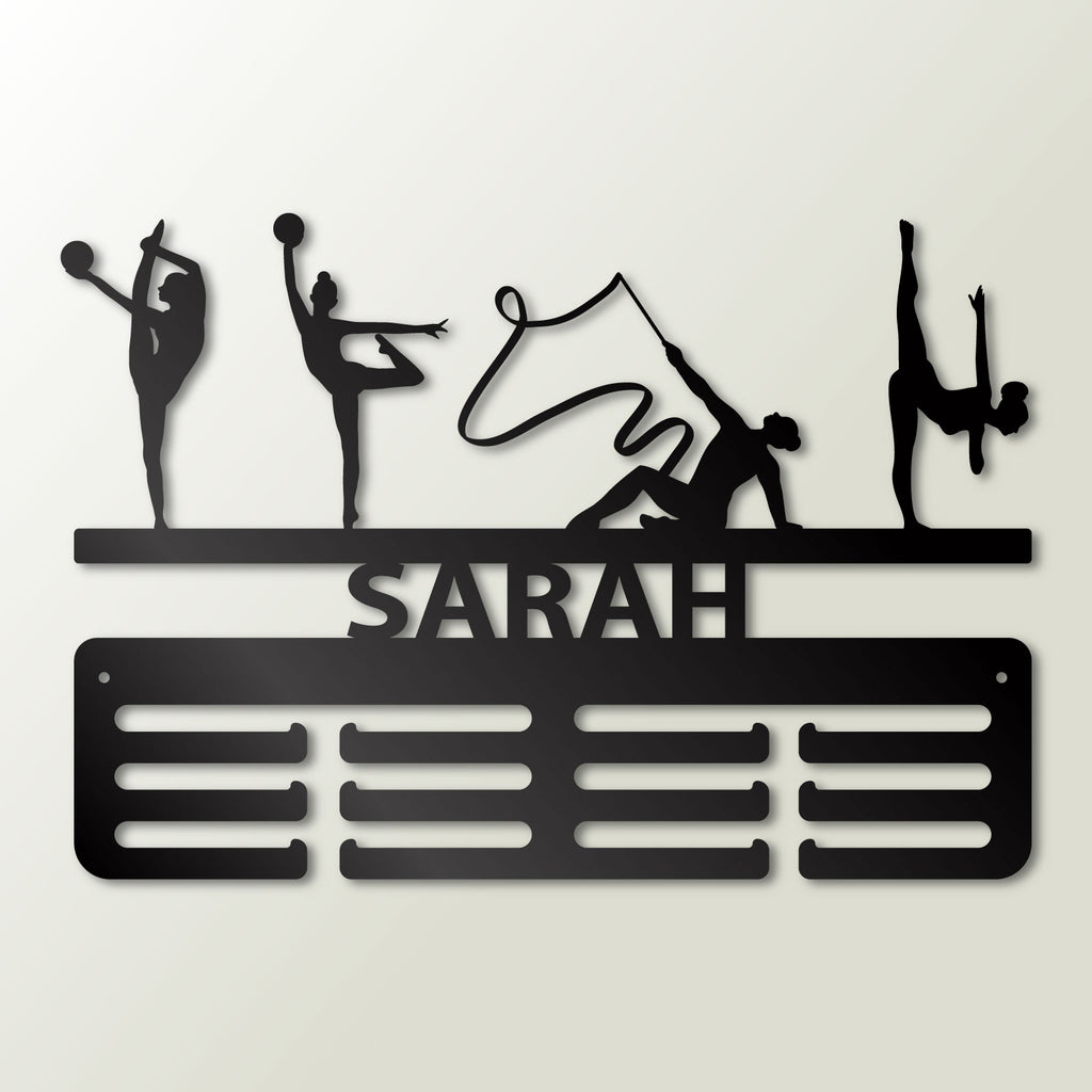 Personalisierter Medaillenhalter Rhythmische Sportgymnastik mit Namen, Modell „Brillante Technik“