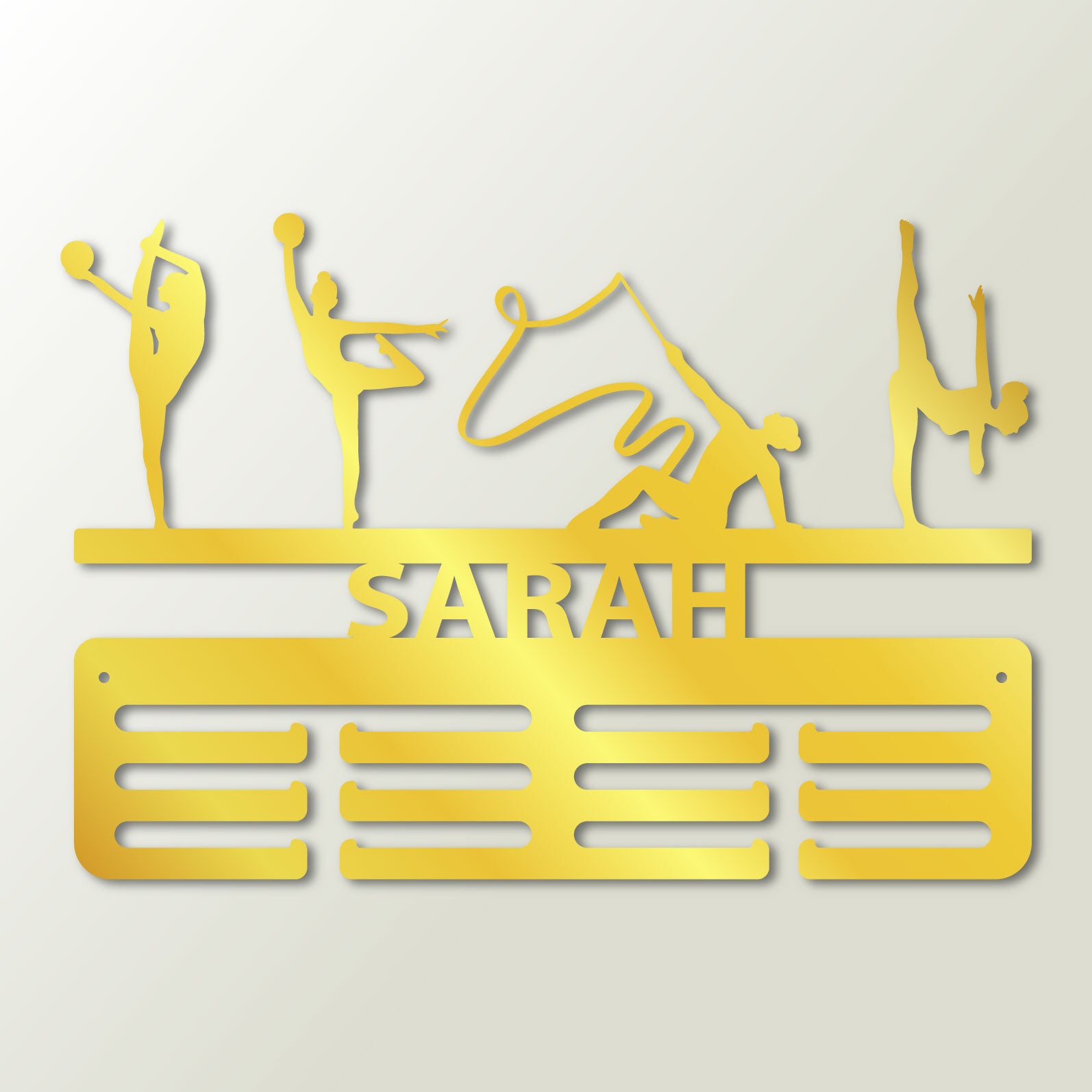 Personalisierter Medaillenhalter Rhythmische Sportgymnastik mit Namen, Modell „Brillante Technik“