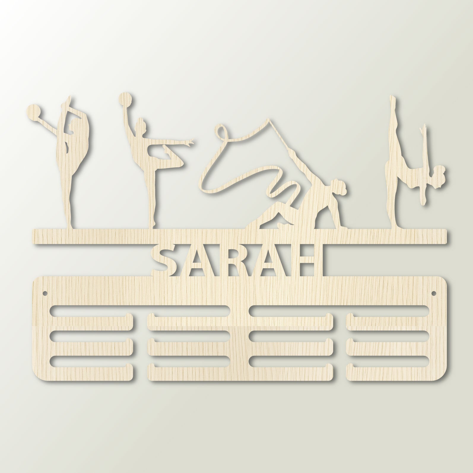 Personalisierter Medaillenhalter Rhythmische Sportgymnastik mit Namen, Modell „Brillante Technik“