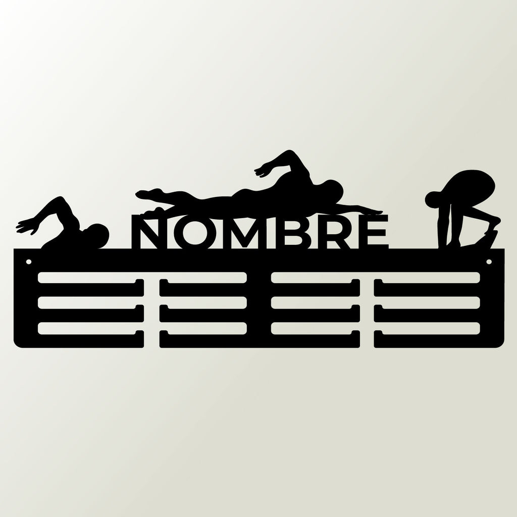 Personalisierter Medaillenhalter Schwimmen mit Namen, „Champion-Zug“