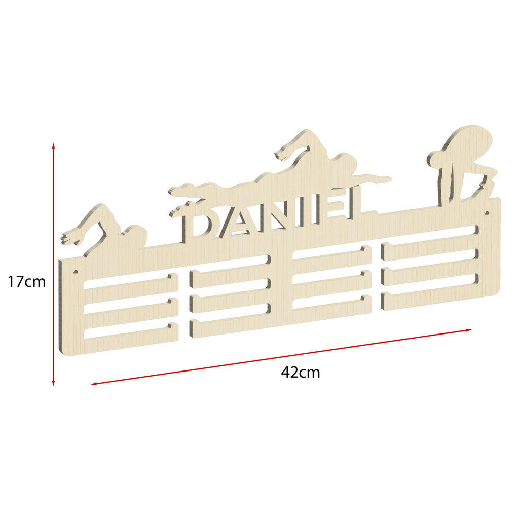Personalisierter Medaillenhalter Schwimmen mit Namen, „Champion-Zug“