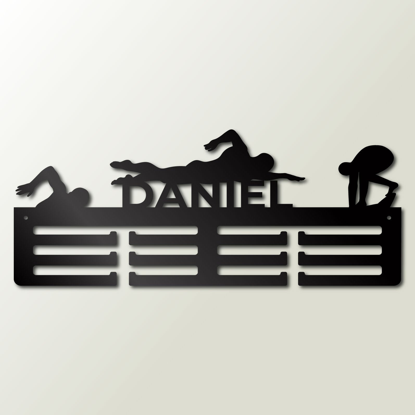 Personalisierter Medaillenhalter Schwimmen mit Namen, „Champion-Zug“