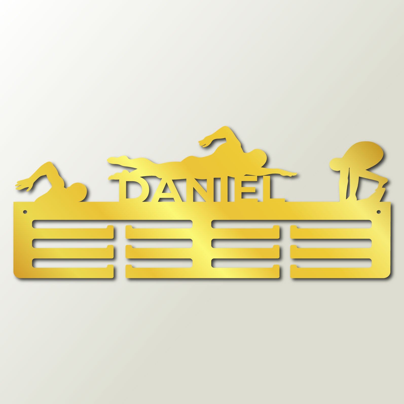 Personalisierter Medaillenhalter Schwimmen mit Namen, „Champion-Zug“