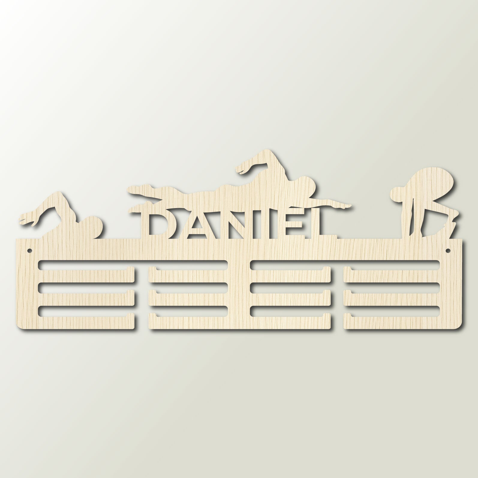 Personalisierter Medaillenhalter Schwimmen mit Namen, „Champion-Zug“