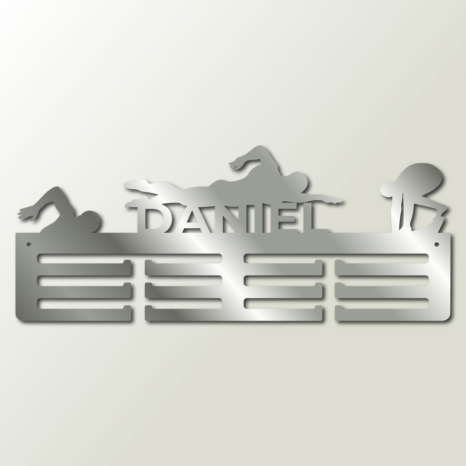 Personalisierter Medaillenhalter Schwimmen mit Namen, „Champion-Zug“