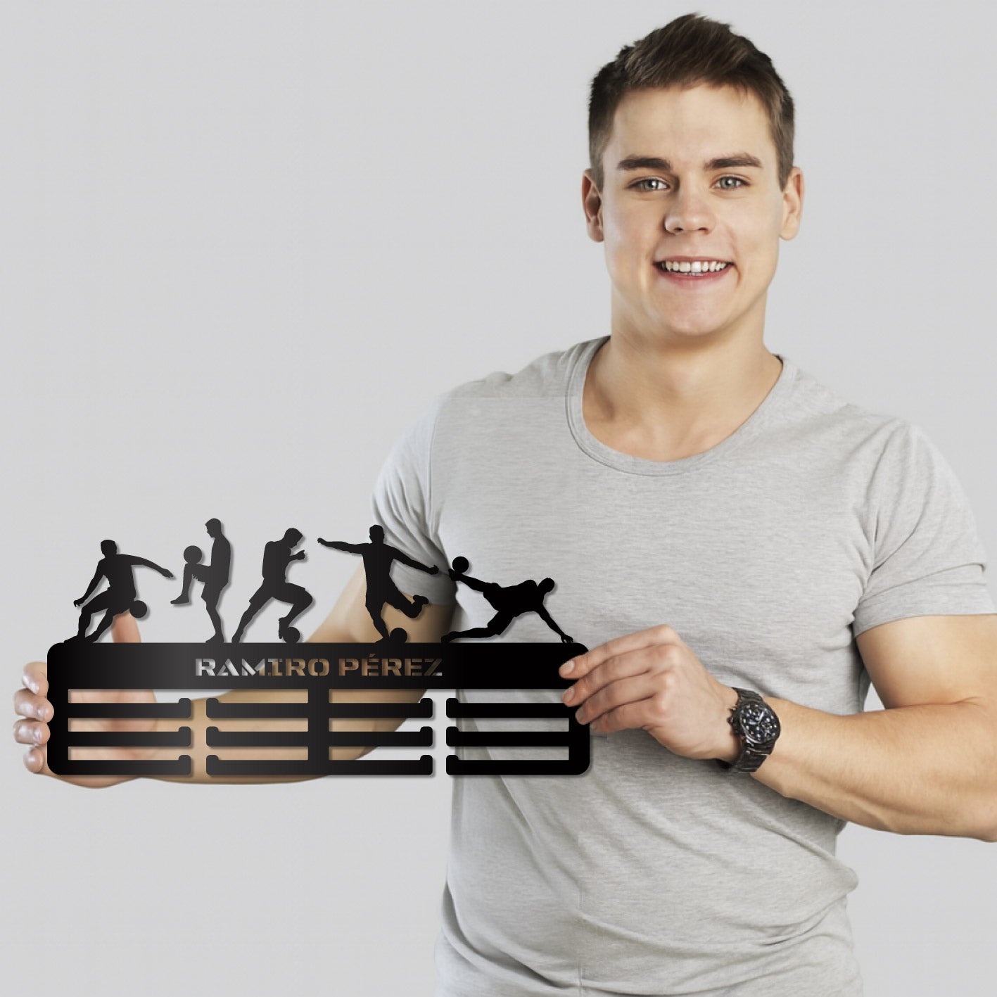 Personalisierter Medaillenhalter Fußball mit Namen