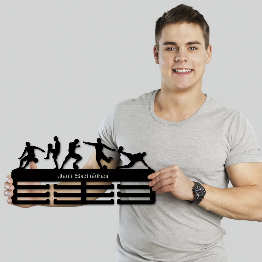 Personalisierter Medaillenhalter Fußball mit Namen