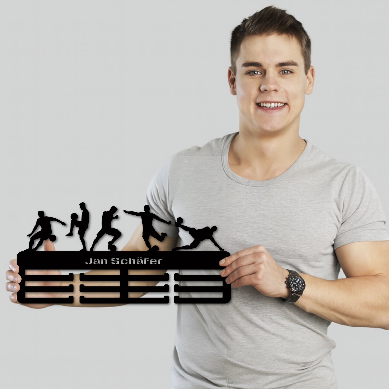 Personalisierter Medaillenhalter Fußball mit Namen