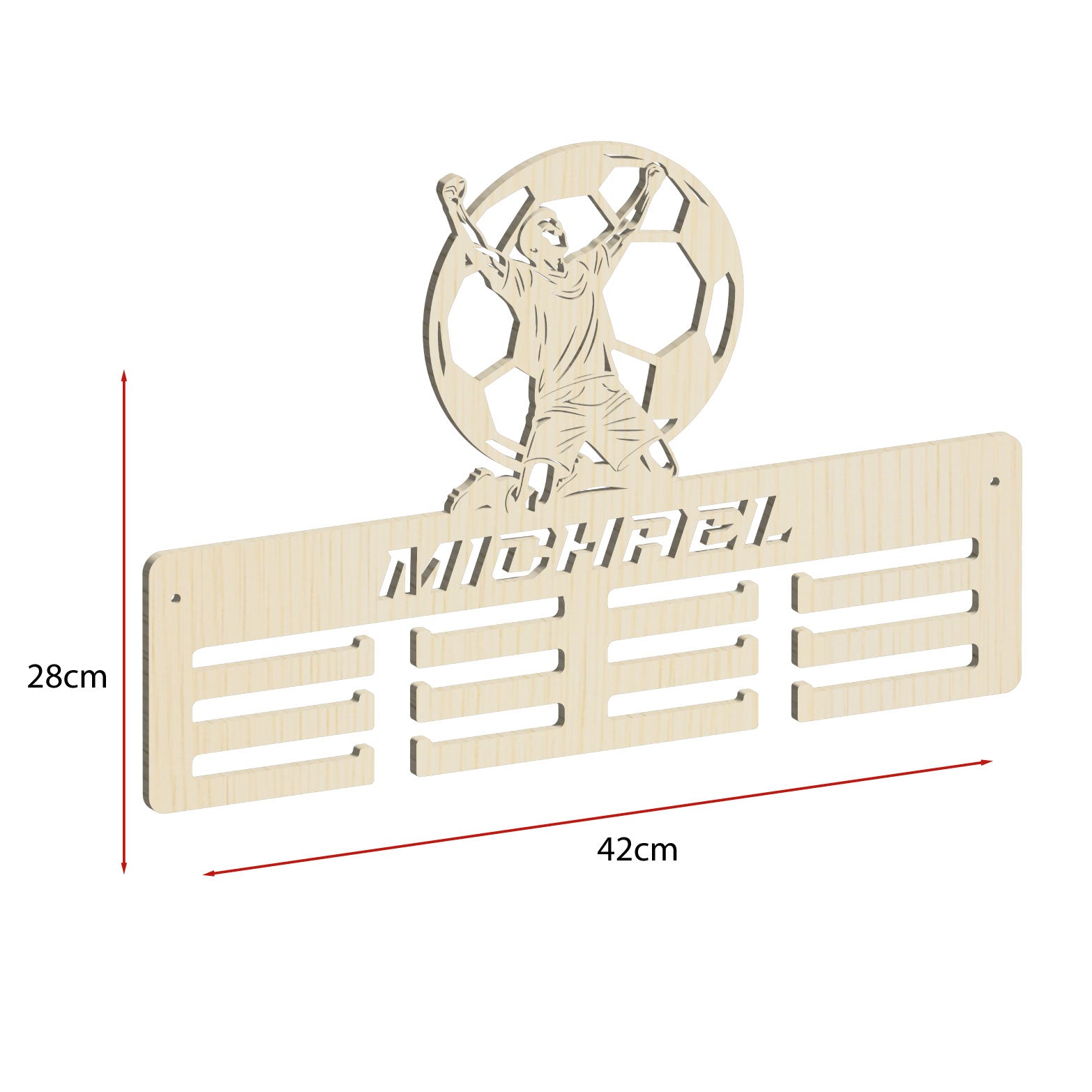 Personalisierter Medaillenhalter Fußball mit Namen