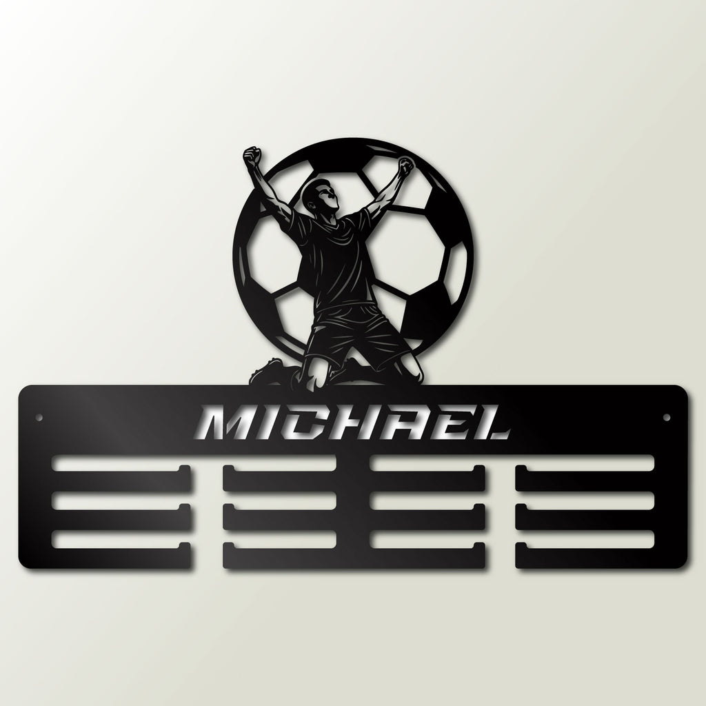 Personalisierter Medaillenhalter Fußball mit Namen