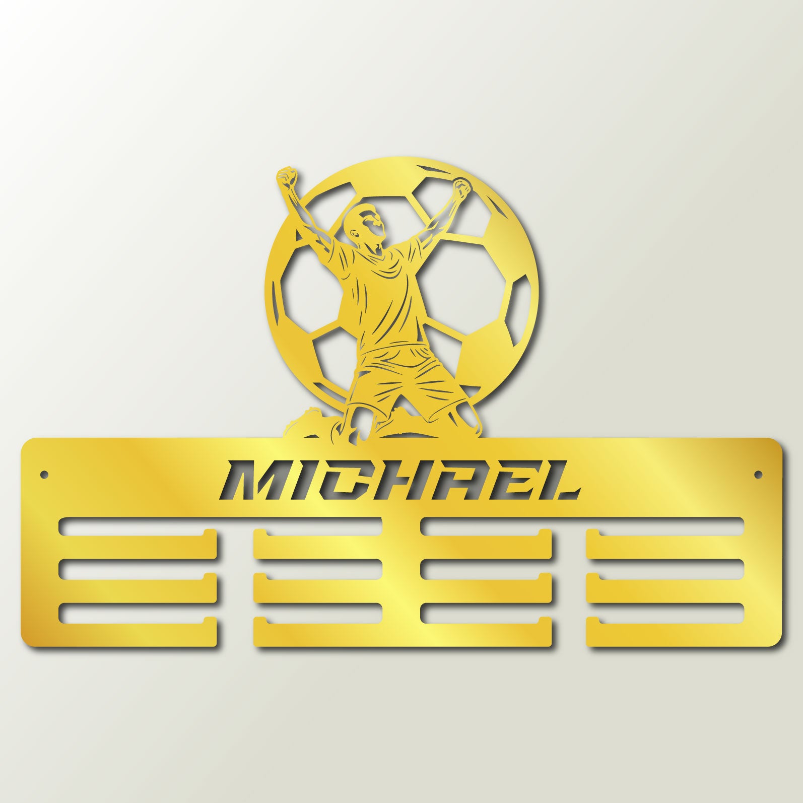 Personalisierter Medaillenhalter Fußball mit Namen