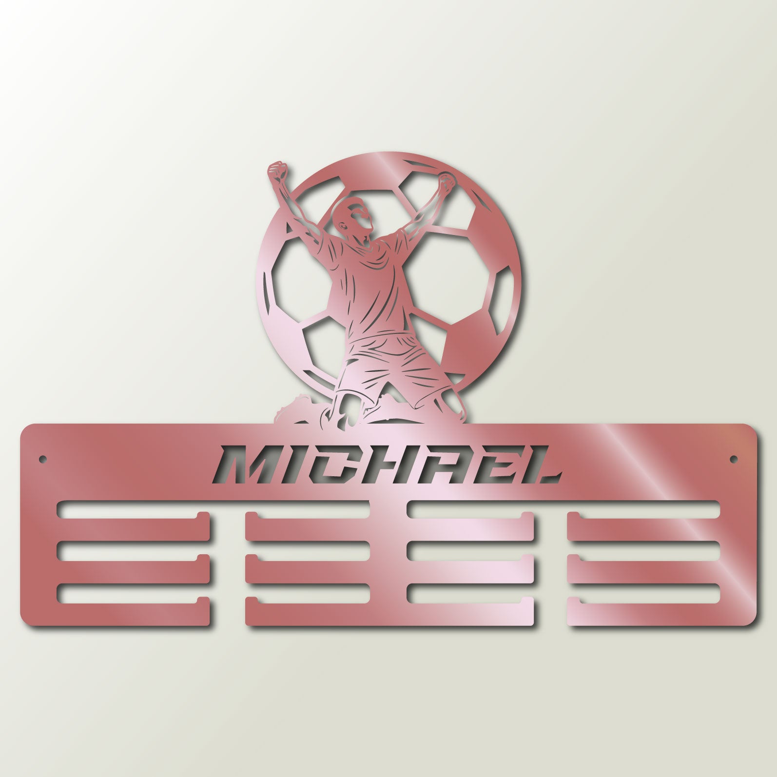 Personalisierter Medaillenhalter Fußball mit Namen