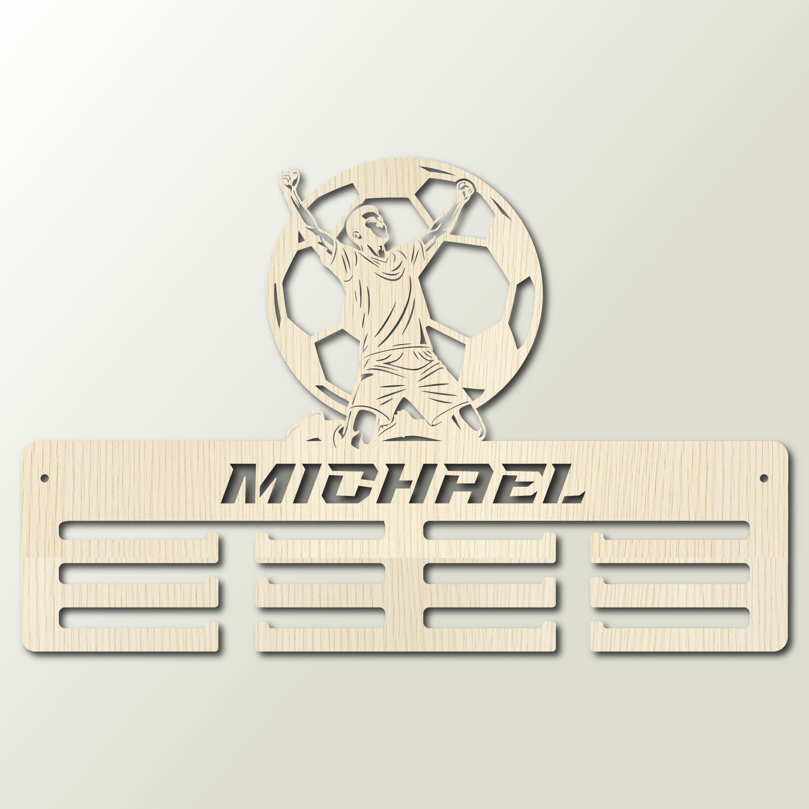 Personalisierter Medaillenhalter Fußball mit Namen