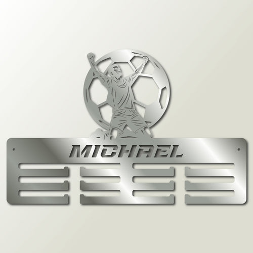 Medaillenhalter Fußball personalisiert aus Holz