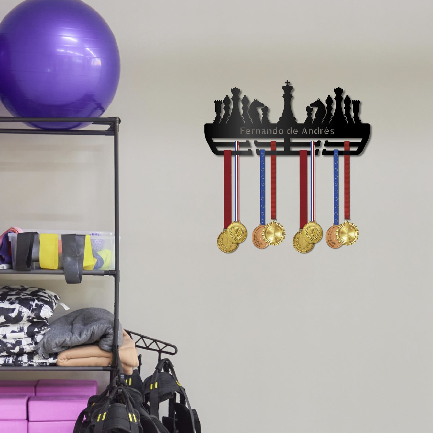 Personalisierter Medaillenhalter Schach mit Namen