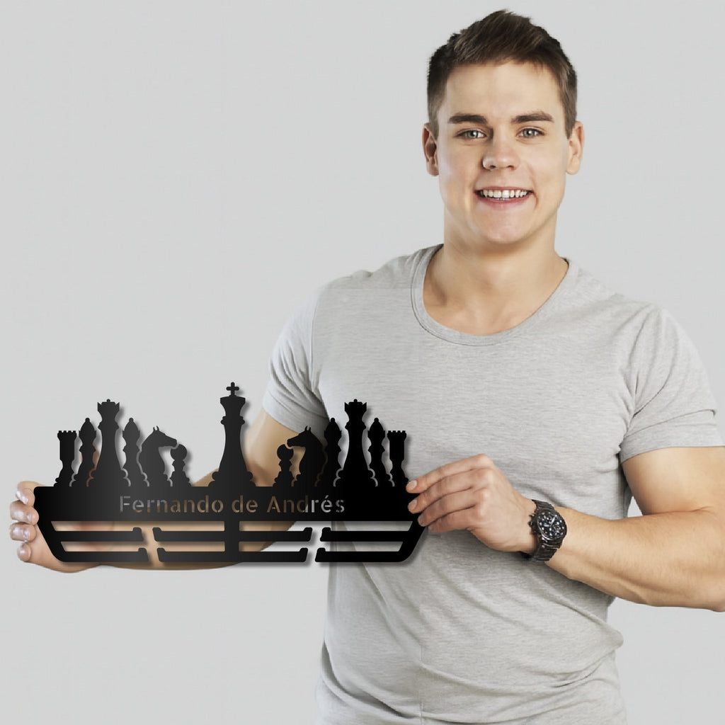 Personalisierter Medaillenhalter Schach mit Namen