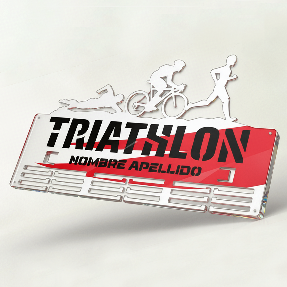Personalisierter Medaillonhalter Triathlon mit Namen