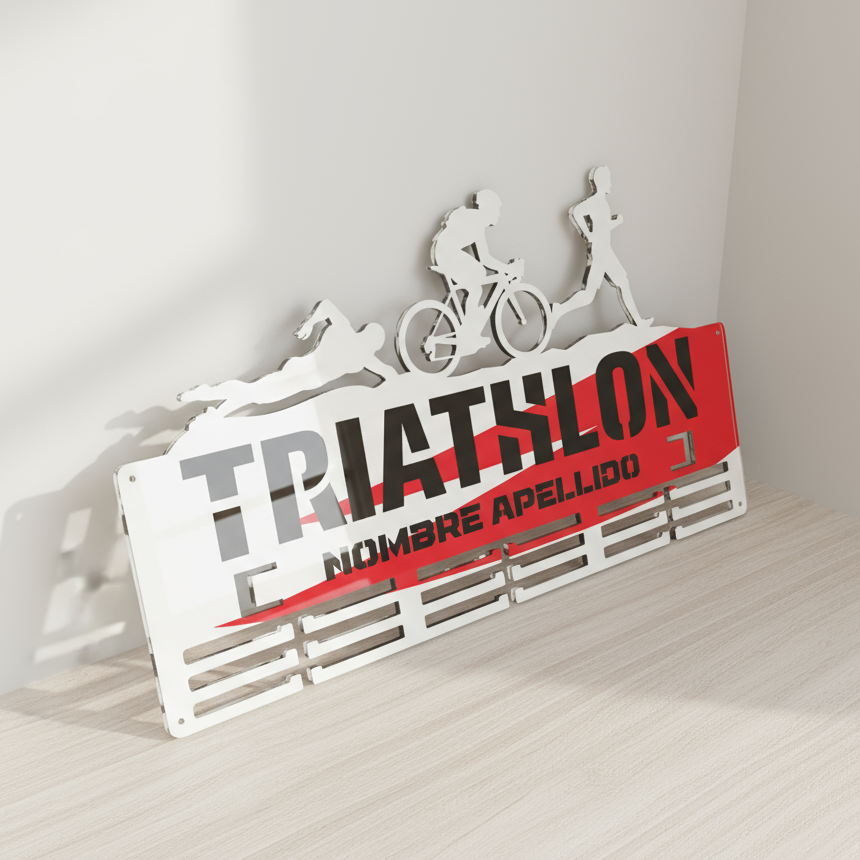 Personalisierter Medaillonhalter Triathlon mit Namen