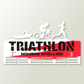 Medaillenhalter Triathlon personalisiert aus Holz – Schwarz