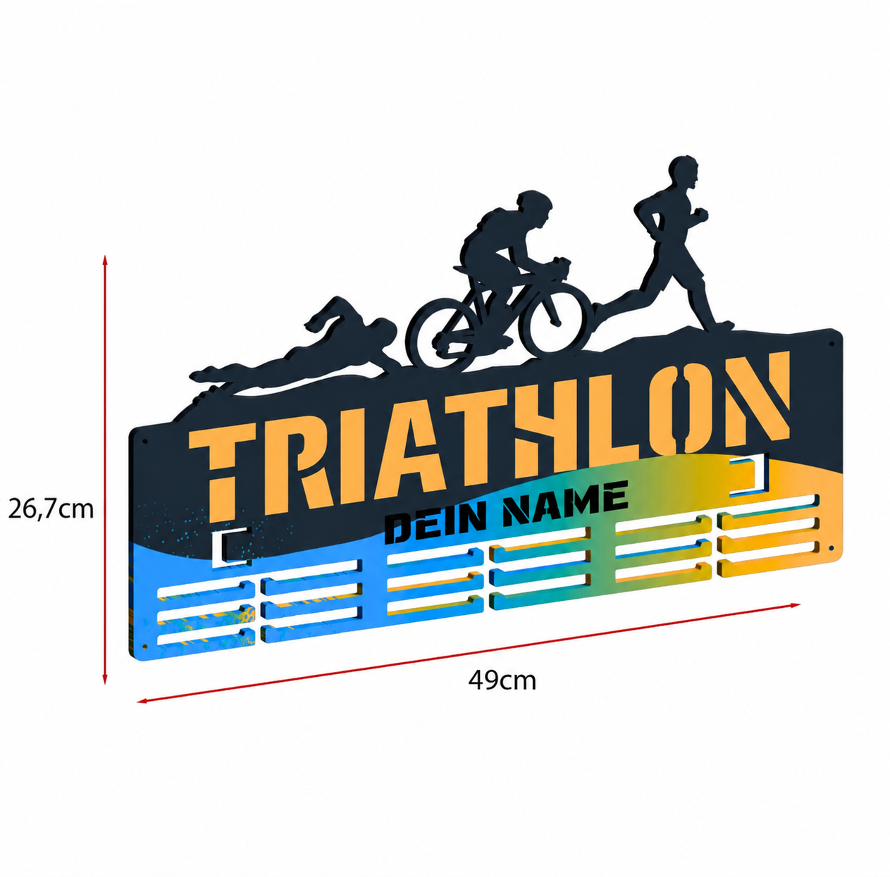 Personalisierter Medaillonhalter Triathlon mit Namen