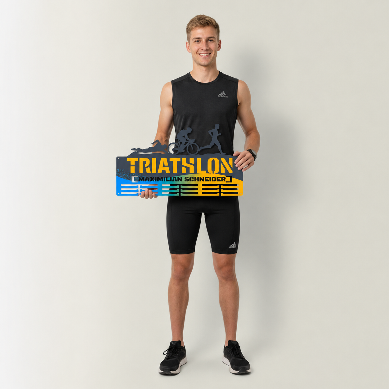 Personalisierter Medaillonhalter Triathlon mit Namen