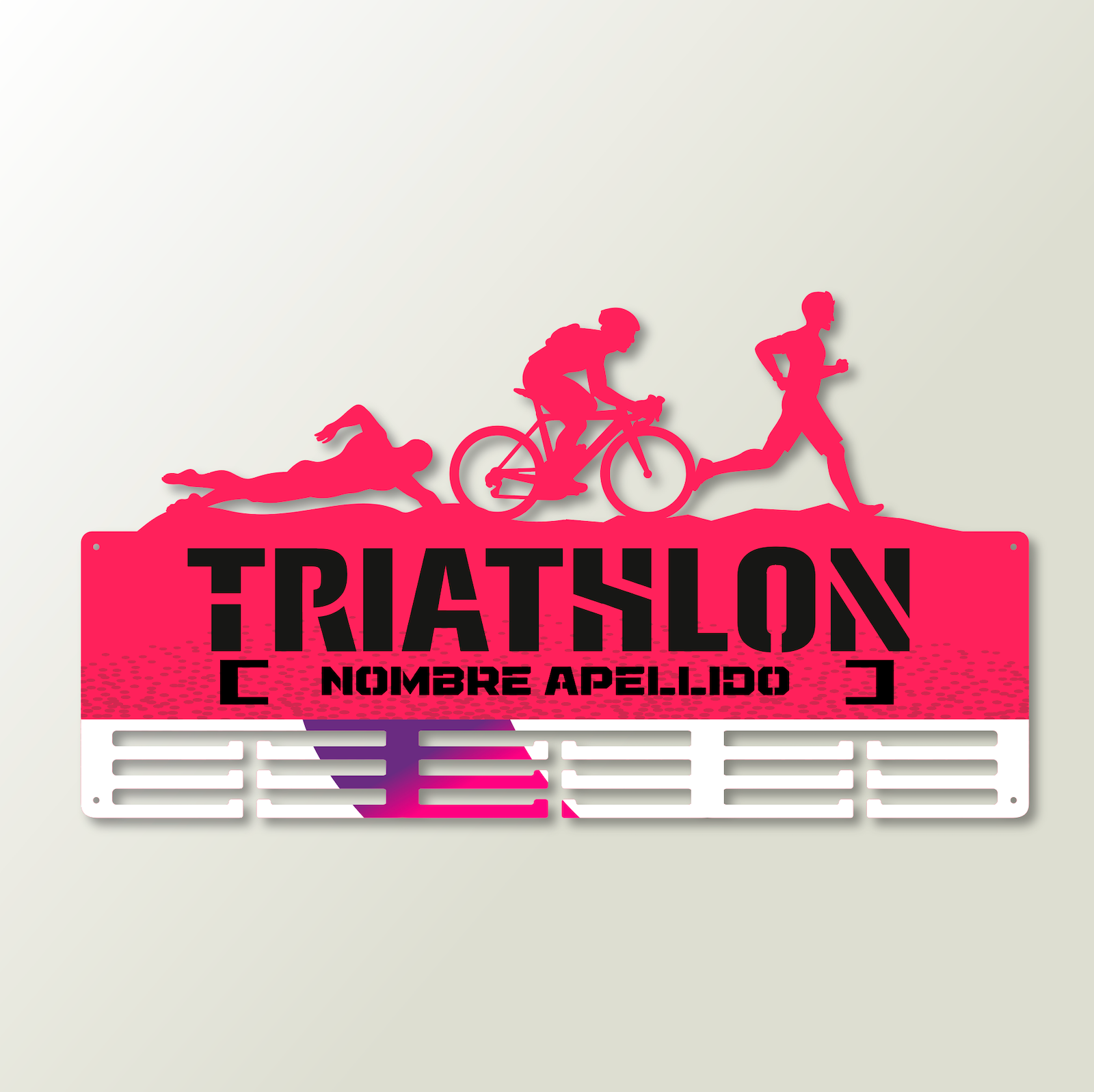 Personalisierter Medaillonhalter Triathlon mit Namen