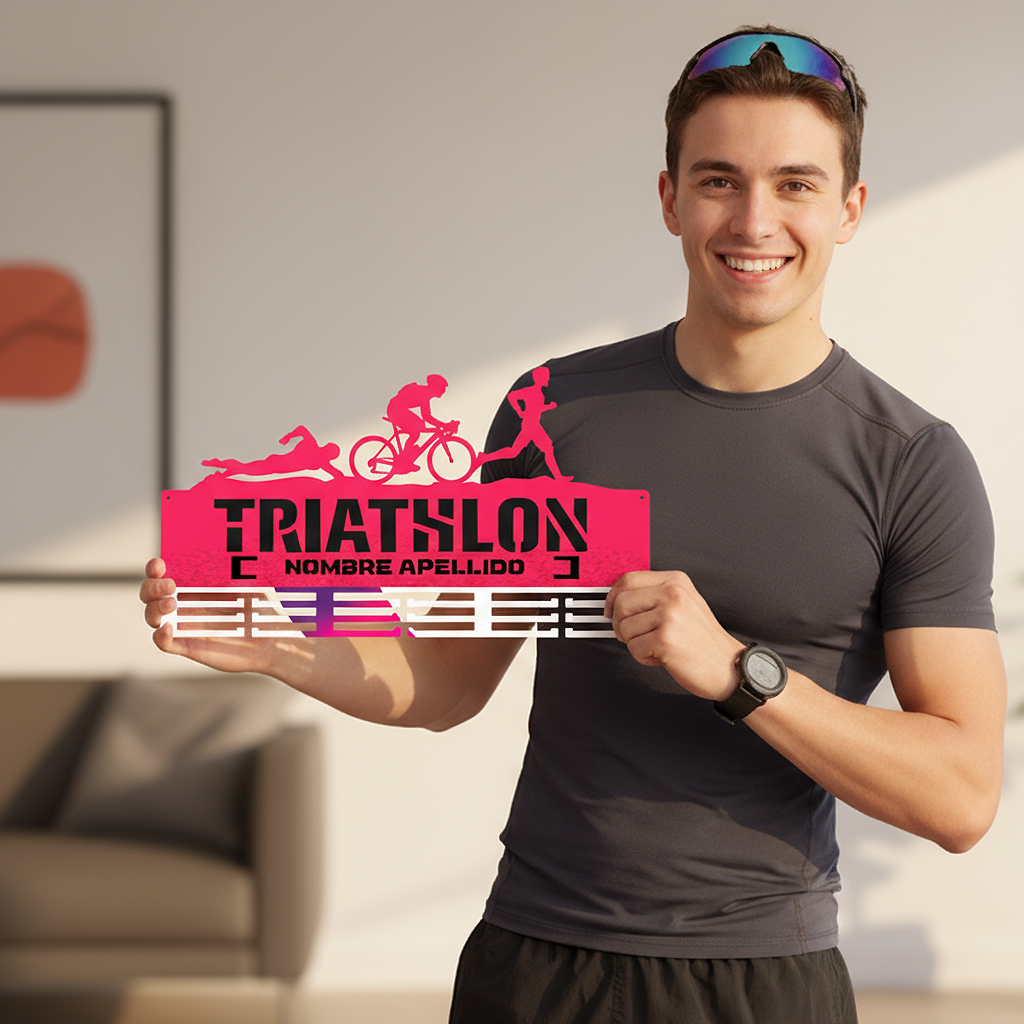 Personalisierter Medaillonhalter Triathlon mit Namen