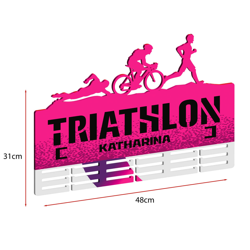 Personalisierter Medaillenhalter Triathlon mit Namen