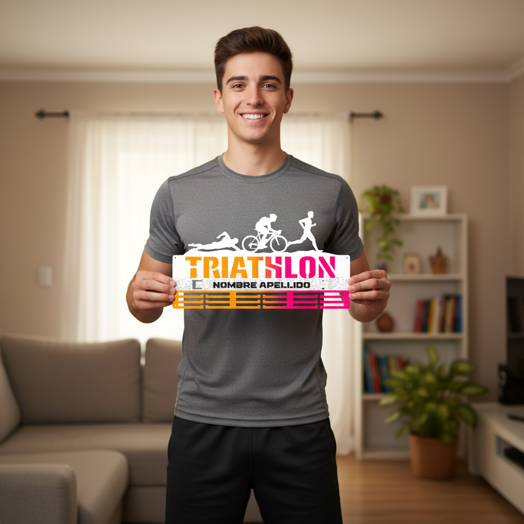 Personalisierter Medaillonhalter Triathlon mit Namen