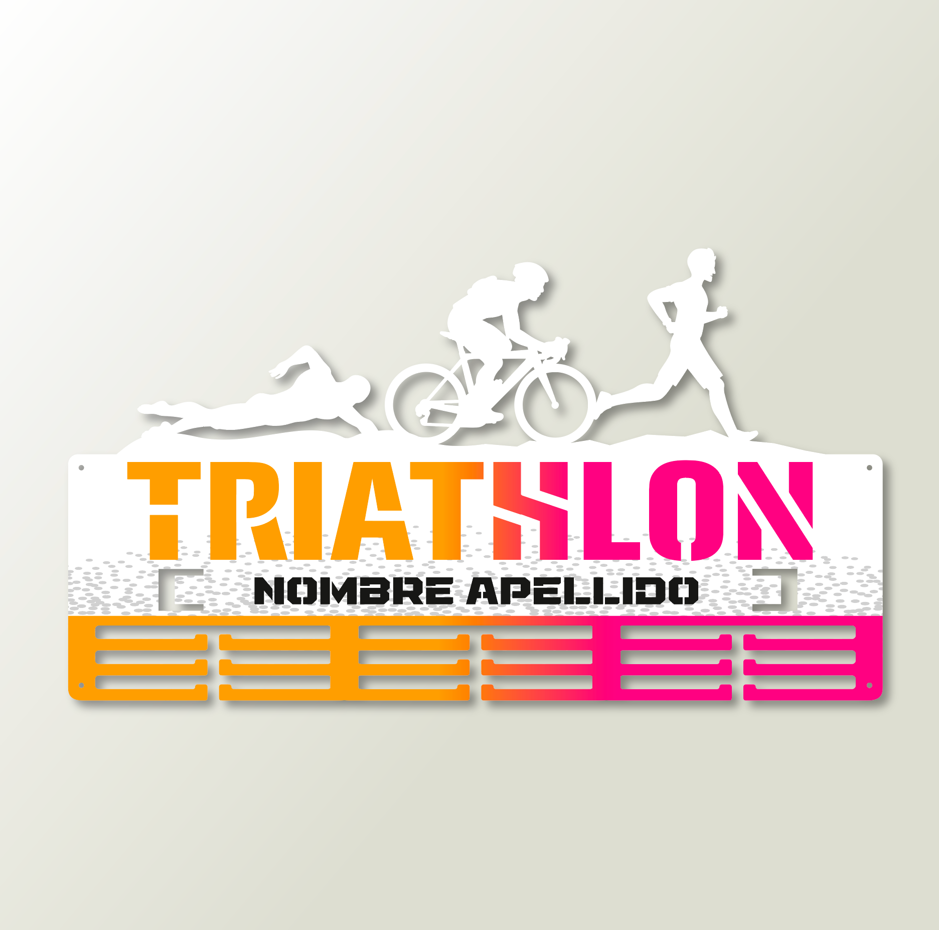 Personalisierter Medaillonhalter Triathlon mit Namen