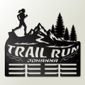 Medaillenhalter Trail Running personalisiert aus Holz – Schwarz