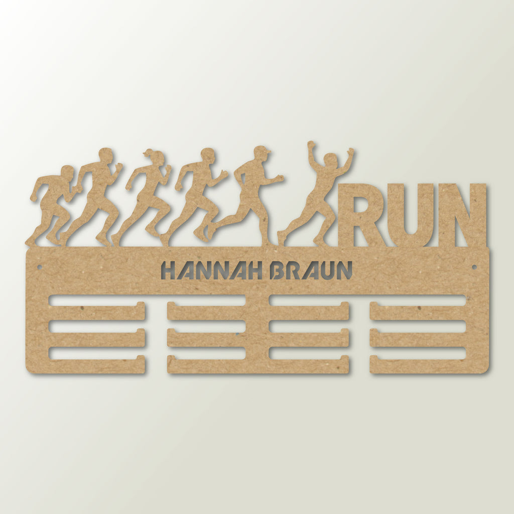 Medaillenhalter Laufen Running mit Namen – Personalisiert aus Holz