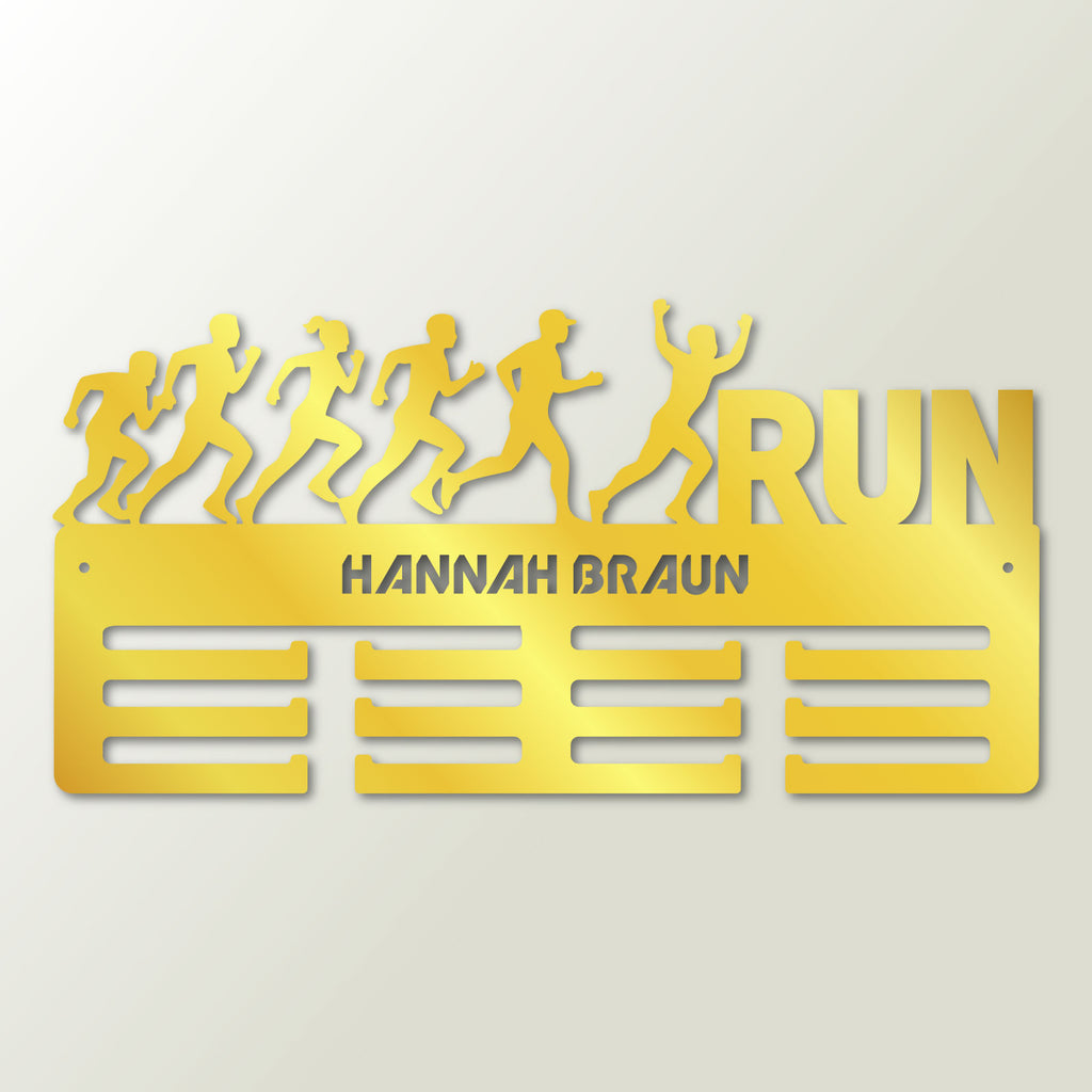 Medaillenhalter Laufen Running mit Namen – Personalisiert aus Holz