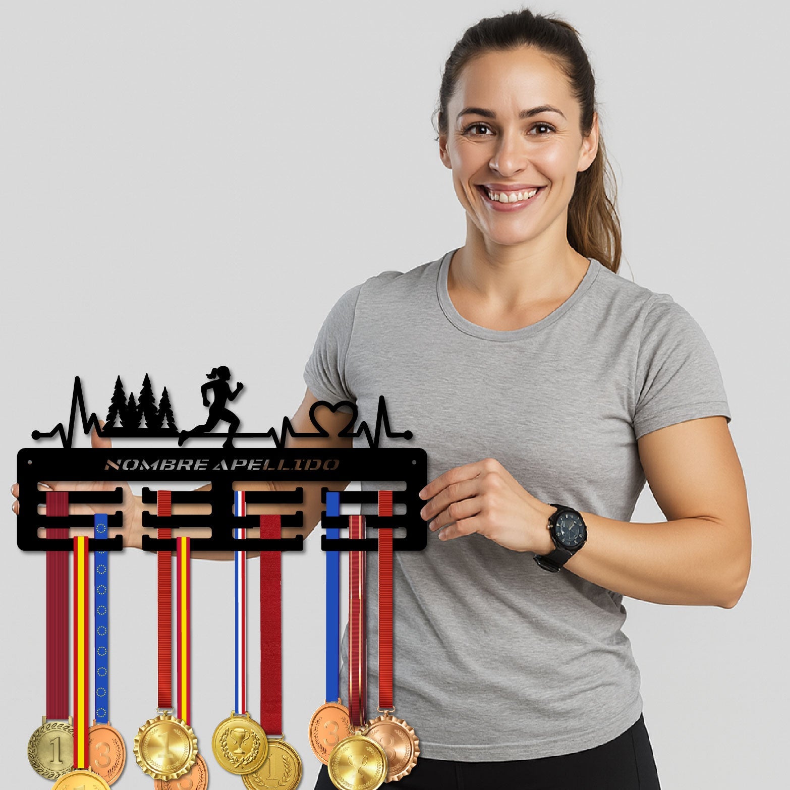 Personalisierter Medaillenhalter für Laufen und Trailrunning