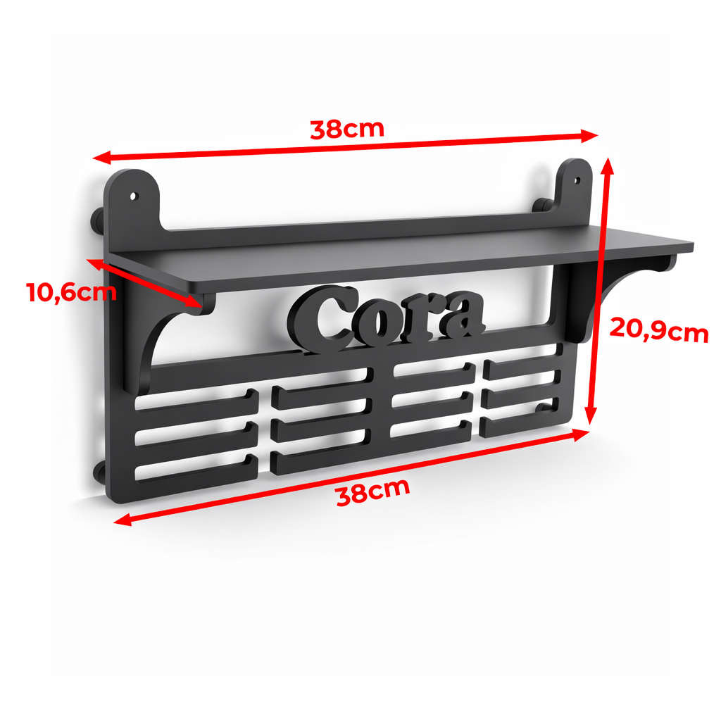 Personalisierter Medaillenhalter mit Namen und Etikett