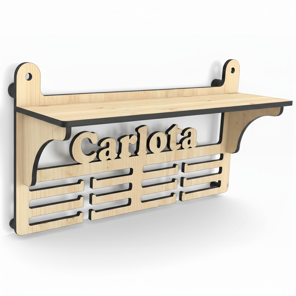 Personalisierter Medaillenhalter mit Namen und Etikett